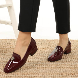 Mio Gusto Brand Angela Black, Wine-Red High Quality 3Cm Low Heel Women Fashion Shoes-  Comfort Women 's Casual Shoes