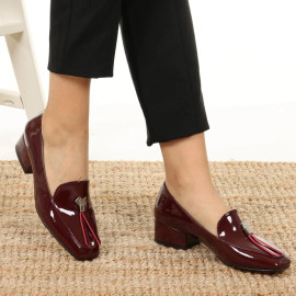 Mio Gusto Brand Angela Black, Wine-Red High Quality 3Cm Low Heel Women Fashion Shoes-  Comfort Women 's Casual Shoes