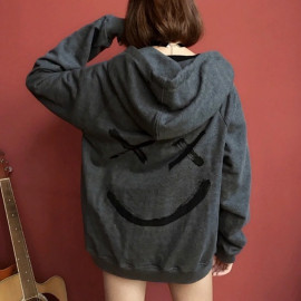 Happy Smiling Face Print Hoodie (Unisex)