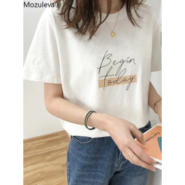 Mozuleva Casual O-neck Letter Print Women T-shirt Mozuleva Casual O-neck Letter Print Women T-shirt
