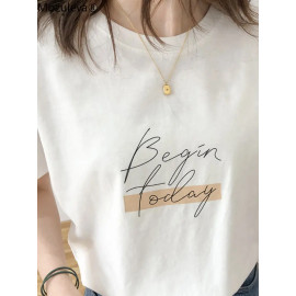 Mozuleva Casual O-neck Letter Print Women T-shirt