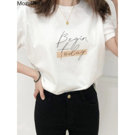 Mozuleva Casual O-neck Letter Print Women T-shirt