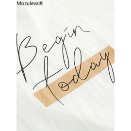 Mozuleva Casual O-neck Letter Print Women T-shirt