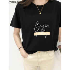 Mozuleva Casual O-neck Letter Print Women T-shirt