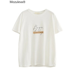 Mozuleva Casual O-neck Letter Print Women T-shirt