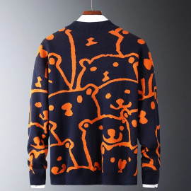 Mens Autumn Casual Sweaters -  Polar Bear Pattern Trendy Slim Sweaters( Cotton Long Sleeve)