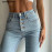 Vintage Skinny Four Buttons High Waist Pencil Jeans