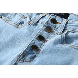 Vintage Skinny Four Buttons High Waist Pencil Jeans 