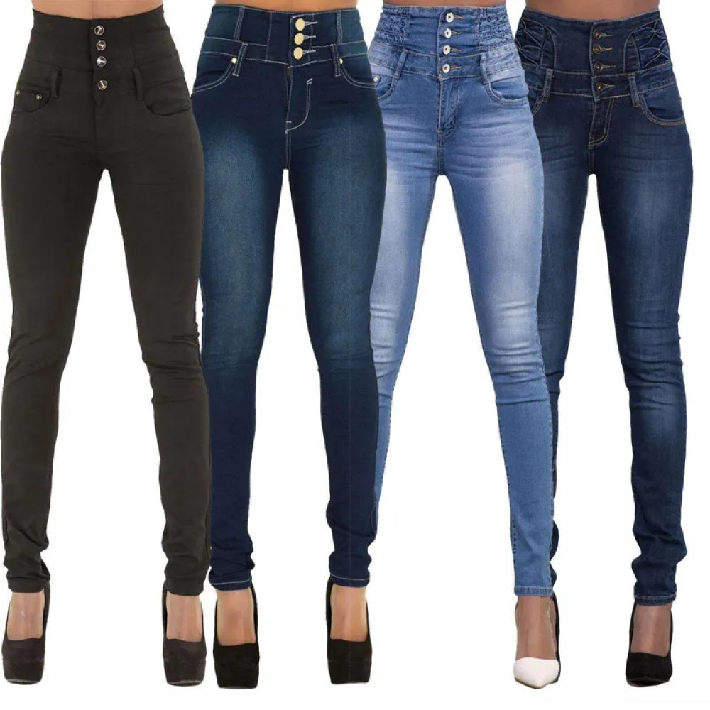 Women Black Jeans - Push Up Pencil Denim Pants