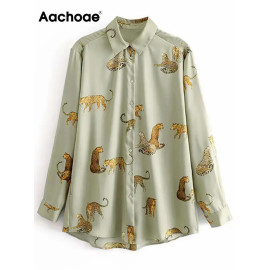 Aachoae Leopard Stylish Women Shirt
