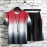 Men Sports Gradient Short Sleeve + Shorts 2 Piece