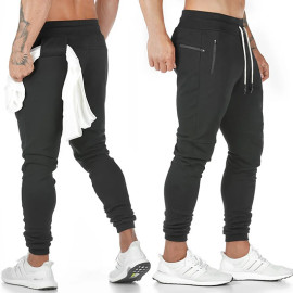 Men's fashion knitting fitness sweatpants (outdoor multi-pocket jogging squats cargo pants)