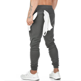 Men's fashion knitting fitness sweatpants (outdoor multi-pocket jogging squats cargo pants)