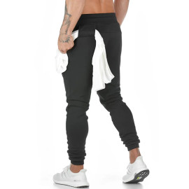 Men's fashion knitting fitness sweatpants (outdoor multi-pocket jogging squats cargo pants)