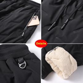 Winter Zip Pockets Thick Fleece Sweatpants