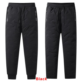 Winter Zip Pockets Thick Fleece Sweatpants