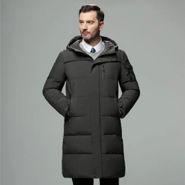 Men's Hooded Water-resistant Long Down Jacket