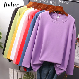 Jielur New Cotton Women T shirt 