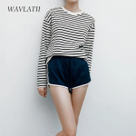 WAVLATII Women Striped Long Sleeve Tops