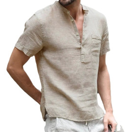 Men short-Sleeved T-shirt Cotton and Linen Men short-Sleeved T-shirt Cotton and Linen
