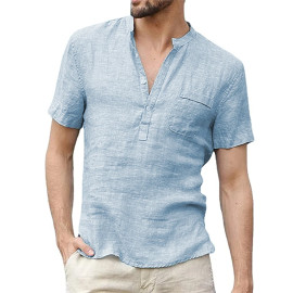 Men short-Sleeved T-shirt Cotton and Linen