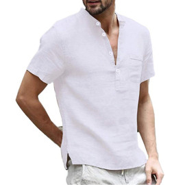 Men short-Sleeved T-shirt Cotton and Linen