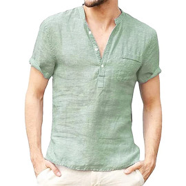 Men short-Sleeved T-shirt Cotton and Linen