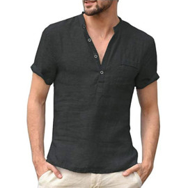 Men short-Sleeved T-shirt Cotton and Linen