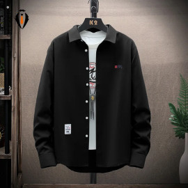 Men Patchwork Streetwear Shirt Men Patchwork Streetwear Shirt