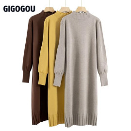 GIGOGOU Long Knit Oversized Women Maxi Sweater Dress