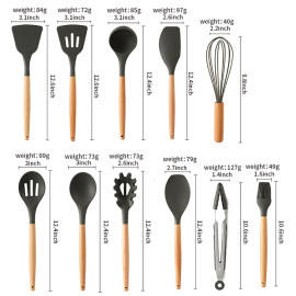 Kitchen Accessoire Set,11/13 Pcs  Silicone Spatula Set Kitchen Utensils with Spoon Shovel Tongs Cooking Tools Kitchenware