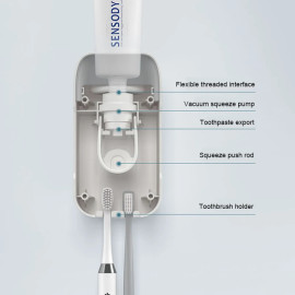 GESEW Automatic Toothpaste Dispenser (Wall Mount Toothbrush Holder)