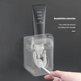 GESEW Automatic Toothpaste Dispenser (Wall Mount Toothbrush Holder)