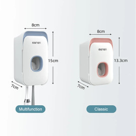 GESEW Automatic Toothpaste Dispenser (Wall Mount Toothbrush Holder)