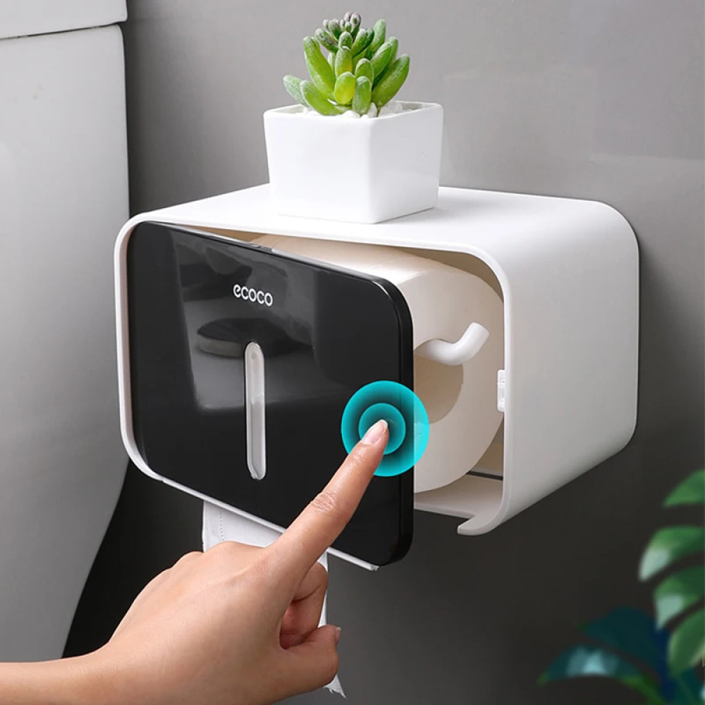 Waterproof Toilet Paper Holder (Wall Mounted Toilet Tissue Dispenser Plastic Multi-function Portable Toilet Roll Holder Stand)