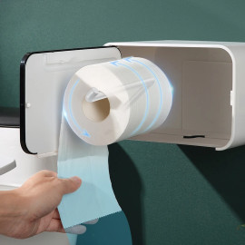 Waterproof Toilet Paper Holder (Wall Mounted Toilet Tissue Dispenser Plastic Multi-function Portable Toilet Roll Holder Stand)