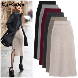 KarSaNy Autumn Winter Knit Pencil Skirt
