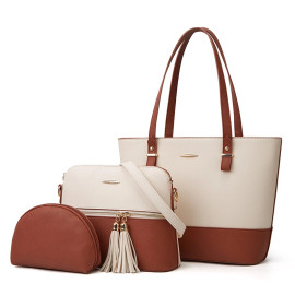 Ceossman Women's Handbag Shoulder Bag 3 PCS Messenger Hand Bag 