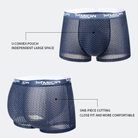 MiiOW 3Pcs Sexy Mesh Men Underwear Boxers