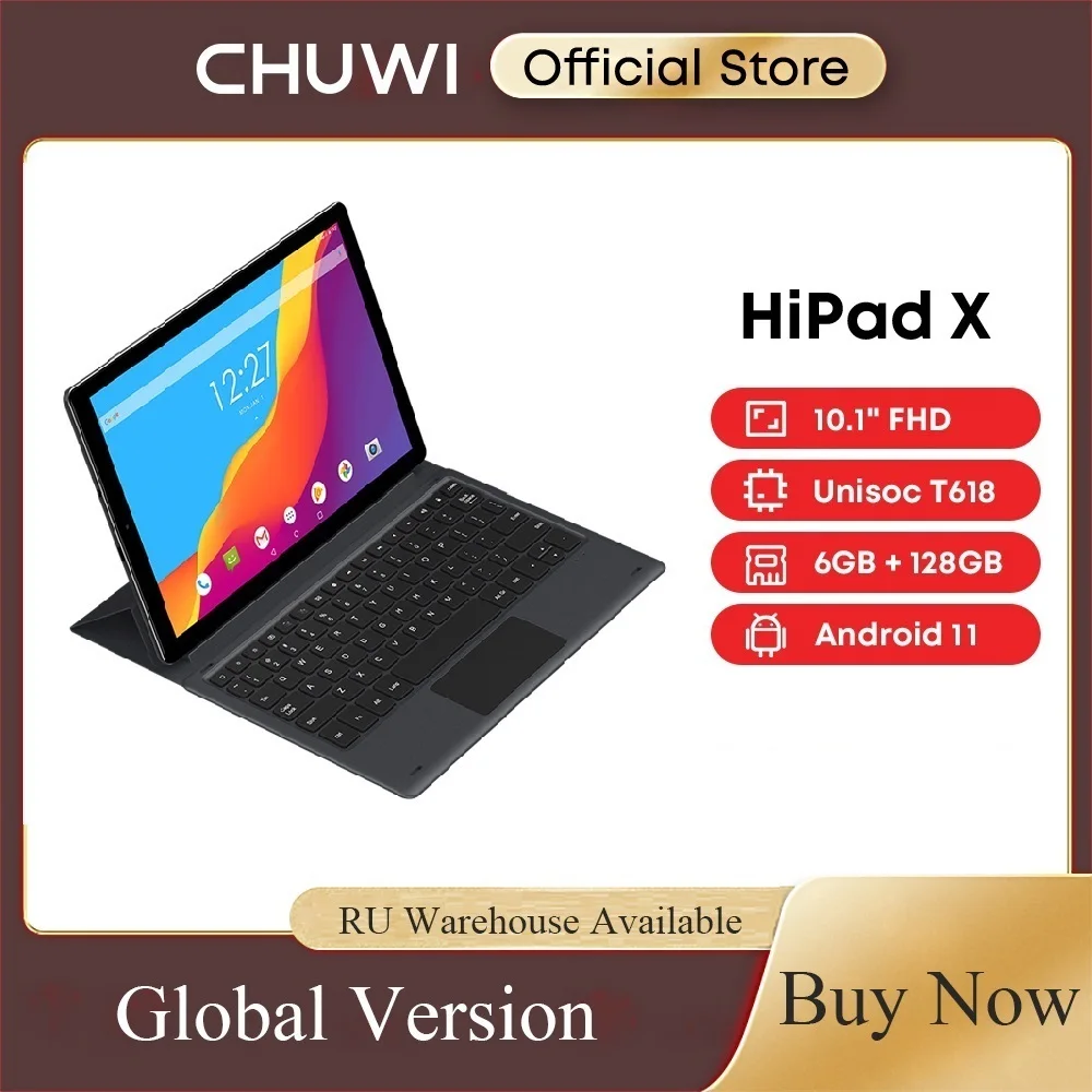 CHUWI HiPad X 10.1 Inch Android 11 Tablet PC Unisoc T618 Octa Core ARM Mali G52 GPU 6GB RAM 128G ROM Tablet 4G LTE GPS