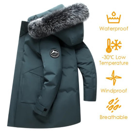 Autumn Winter Long Men Windproof Down Jacket