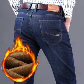 Men Winter Fleece Warm Jeans