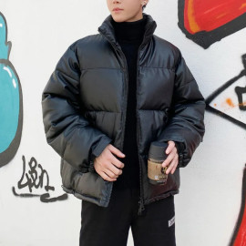 Harajuku Mens Parkas Oversized  Winter Leather Jacket