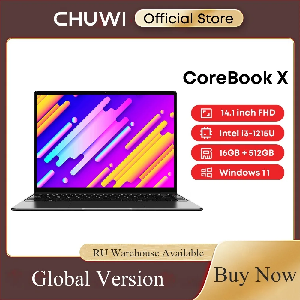 CHUWI CoreBook X Core i3 1215U Gen Gaming Laptop 14 inch 2160x1440 Resolution 16GB RAM 512GB SSD WiFi6 Windows 11 Computer PC