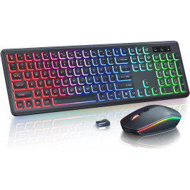 Backlit Wireless Keyboard and Mouse Combo Recharge..