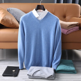 Men Sweaters 100% Pure Australian Wool Knitting Pullovers