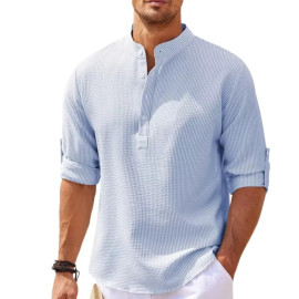 Cotton Linen Hot Sale Men's Long-Sleeved Shirts