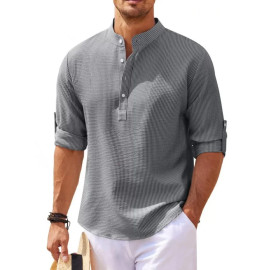 Cotton Linen Hot Sale Men's Long-Sleeved Shirts