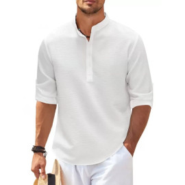 Cotton Linen Hot Sale Men's Long-Sleeved Shirts