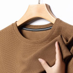 New Summer Waffle Round Neck Short Sleeved T-shirt for Men's Short Sleeved Top - AliExpress 